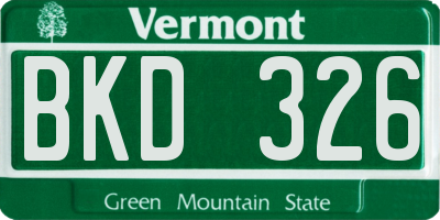 VT license plate BKD326