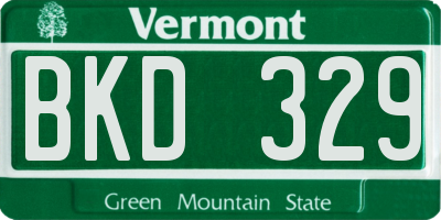 VT license plate BKD329