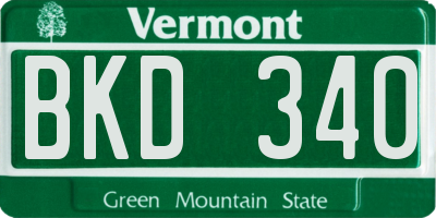 VT license plate BKD340