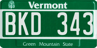 VT license plate BKD343