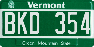 VT license plate BKD354