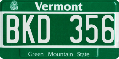 VT license plate BKD356