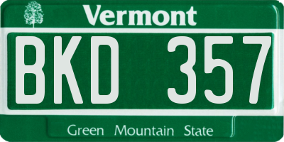 VT license plate BKD357