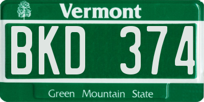 VT license plate BKD374