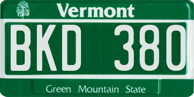 VT license plate BKD380