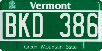 VT license plate BKD386