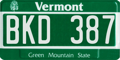 VT license plate BKD387