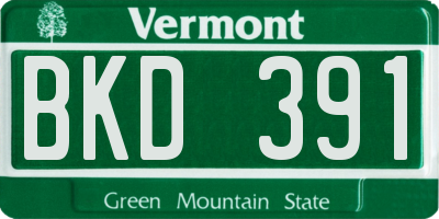 VT license plate BKD391