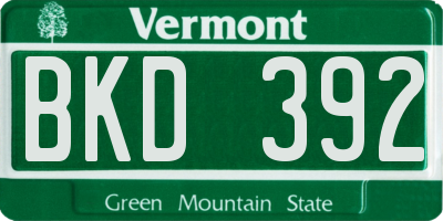 VT license plate BKD392