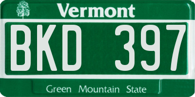 VT license plate BKD397