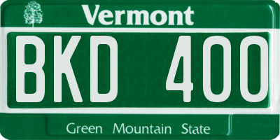 VT license plate BKD400