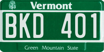 VT license plate BKD401