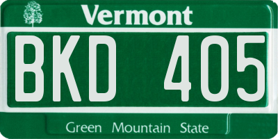 VT license plate BKD405