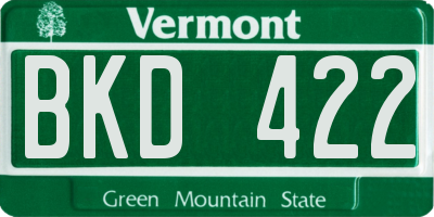 VT license plate BKD422