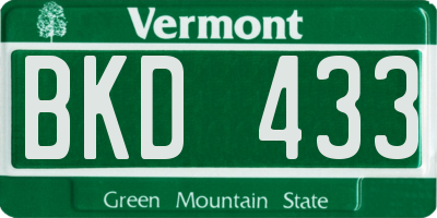 VT license plate BKD433