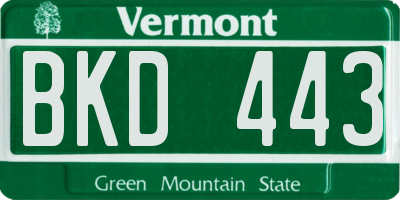 VT license plate BKD443