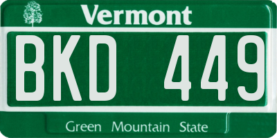 VT license plate BKD449