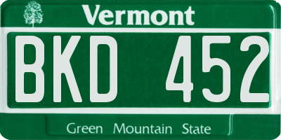 VT license plate BKD452