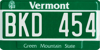 VT license plate BKD454