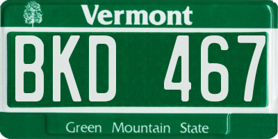 VT license plate BKD467