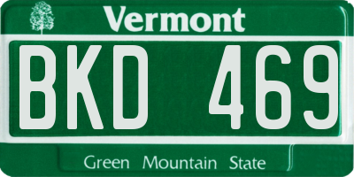 VT license plate BKD469