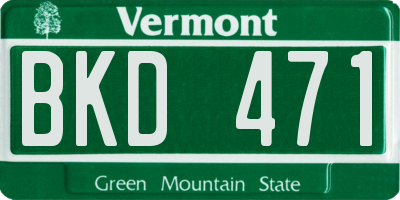 VT license plate BKD471
