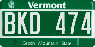 VT license plate BKD474