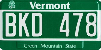 VT license plate BKD478