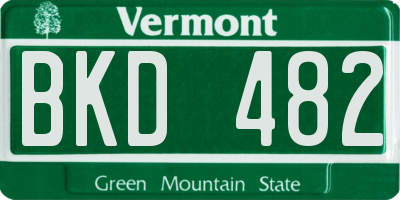 VT license plate BKD482