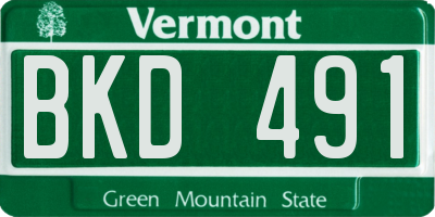 VT license plate BKD491