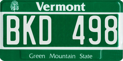 VT license plate BKD498