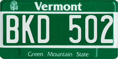 VT license plate BKD502
