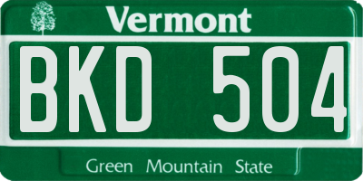 VT license plate BKD504