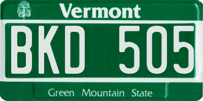 VT license plate BKD505