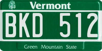 VT license plate BKD512