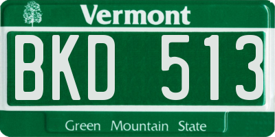 VT license plate BKD513