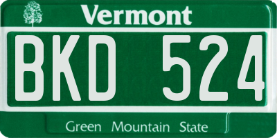 VT license plate BKD524
