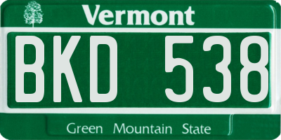 VT license plate BKD538
