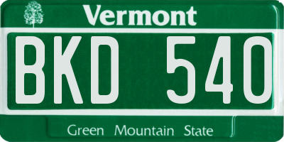 VT license plate BKD540