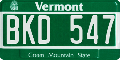 VT license plate BKD547