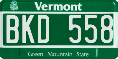 VT license plate BKD558