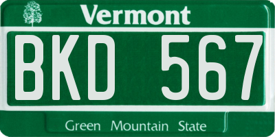 VT license plate BKD567