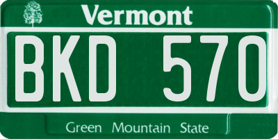 VT license plate BKD570