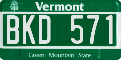 VT license plate BKD571