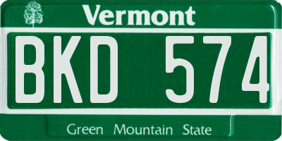 VT license plate BKD574