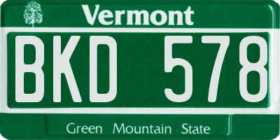 VT license plate BKD578