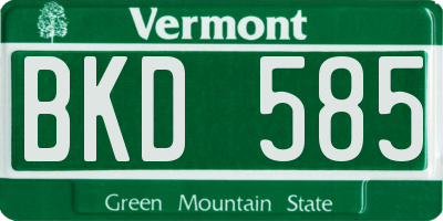 VT license plate BKD585