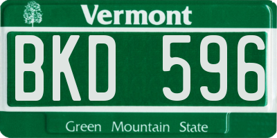 VT license plate BKD596