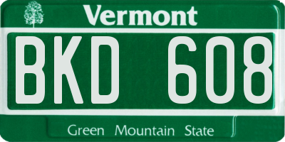VT license plate BKD608