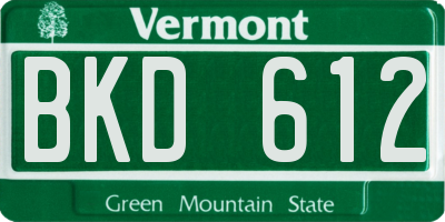 VT license plate BKD612